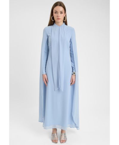 Maryisa Women's Modest Chiffon Dress Maxi With Cape Style