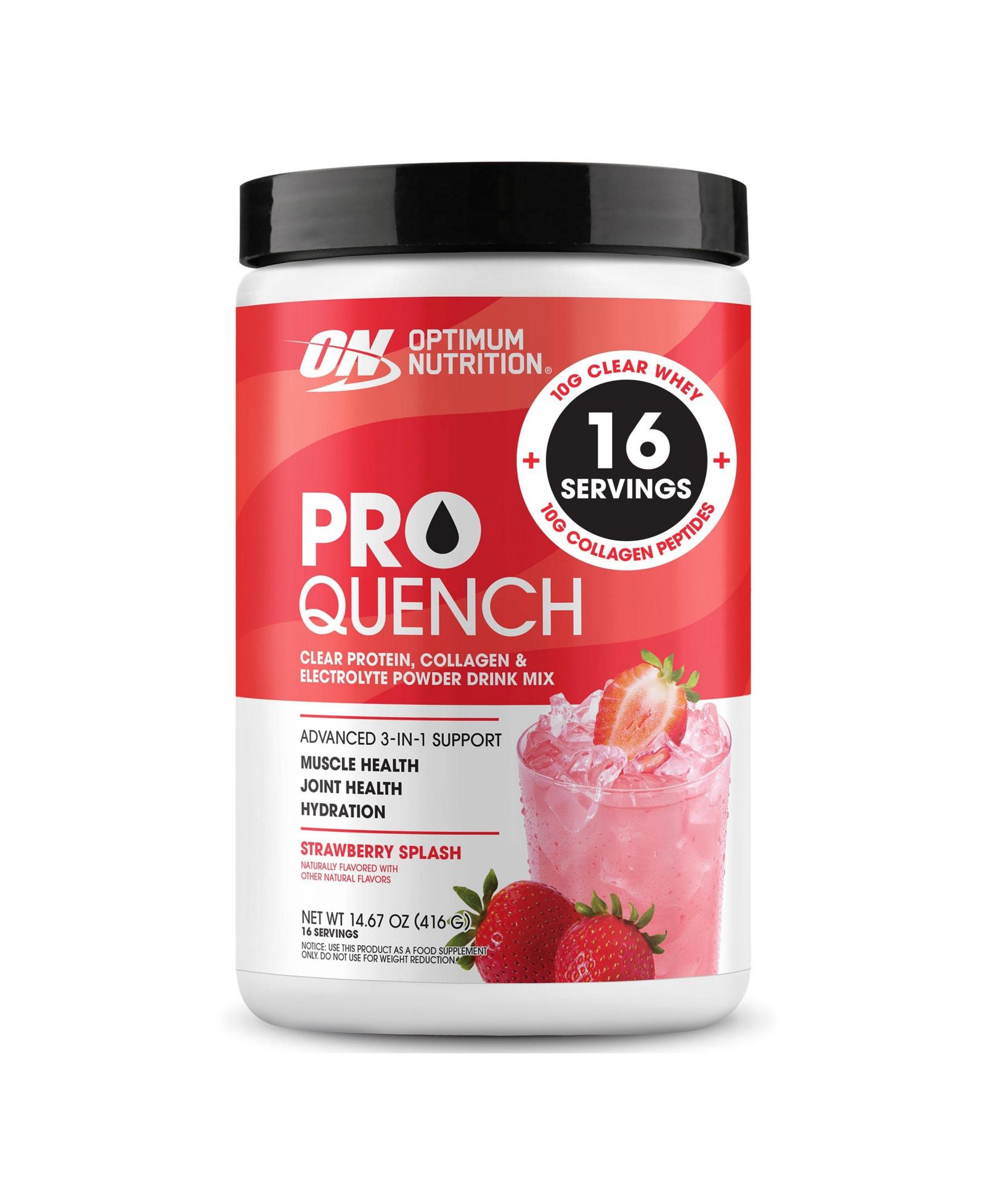 Протеиновый порошок Optimum Nutrition Pro Quench Whey + Collagen, Strawberry Splash, 16 порций