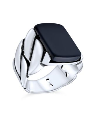 Bling Jewelry Перстень с черным ониксом, широкое кольцо с плетением из серебра .925 Sterling Silver