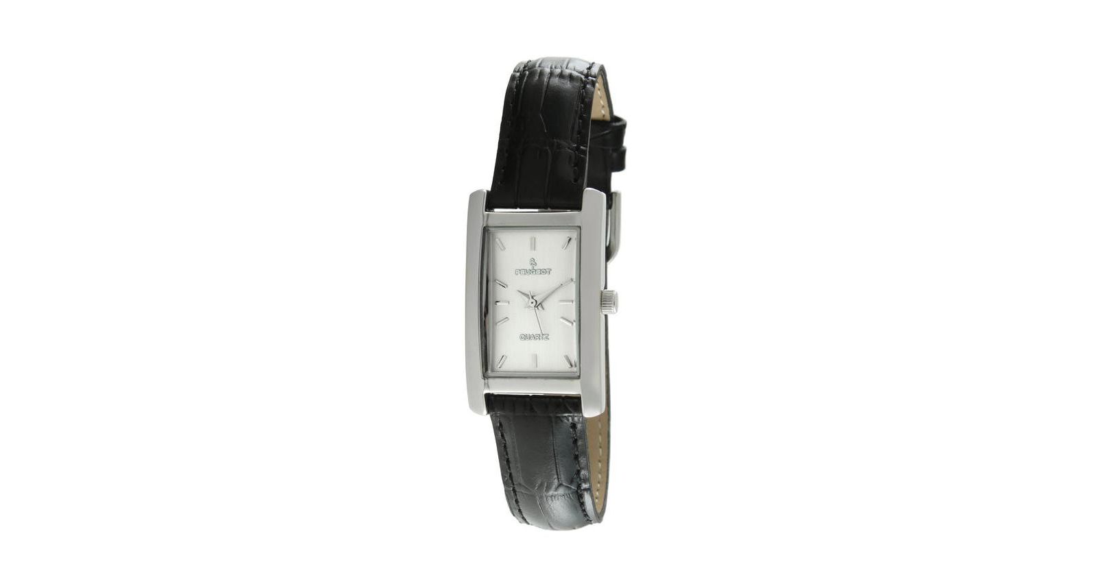Женские часы Peugeot Contour Black Leather Strap, 34x20mm