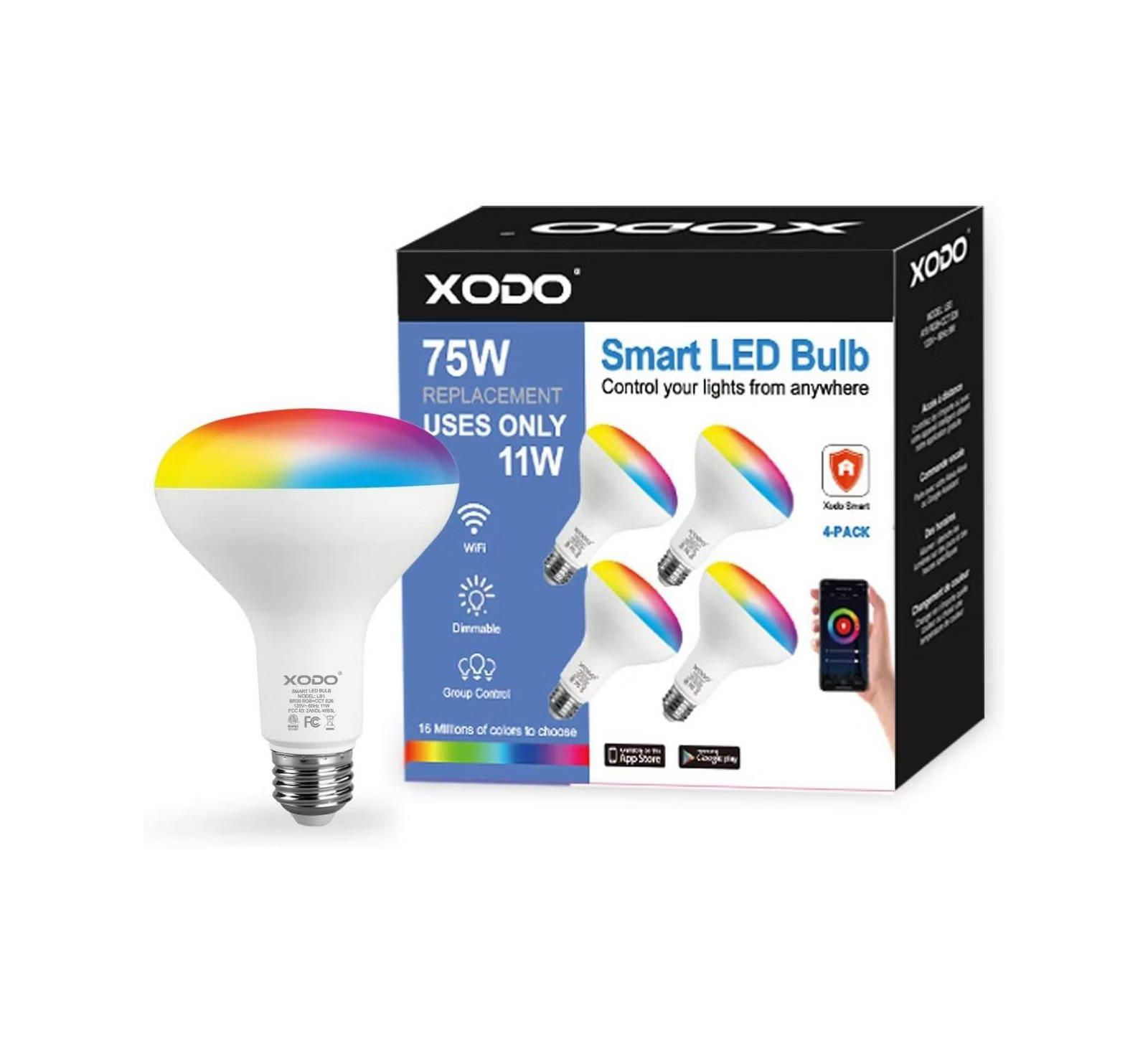 Contixo LB1 Smart Wi-Fi BR30 E26 Dimmable Flood Light Bulb (4-Pack