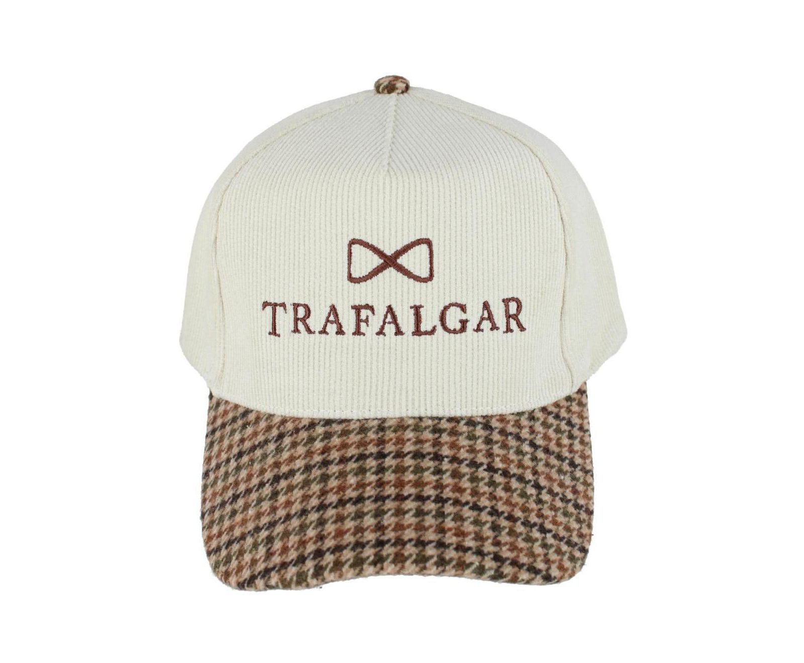 TRAFALGAR Men's 's 5 Panel Corduroy Baseball Hat with Plaid Brim