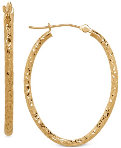 Серьги-кольца Oval Tube Hoop в 10k Gold, 1 3/8 inch