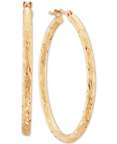 Серьги-кольца Round Tube в 10k gold, 30mm