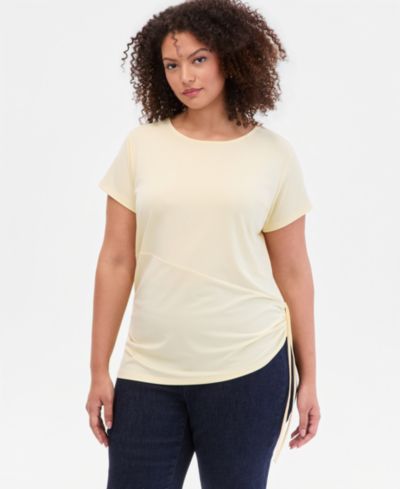 I.N.C. International Concepts Plus Size Tie-Side Cap-Sleeve Top, Macy's Exclusive