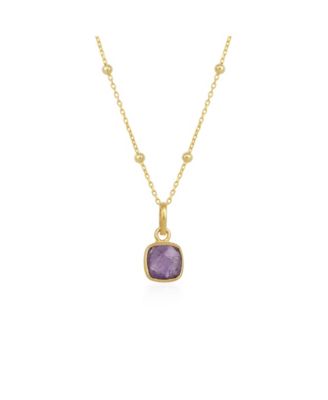 Подвеска Spero London Amethyst Square с бисерной цепочкой из стерлингового серебра