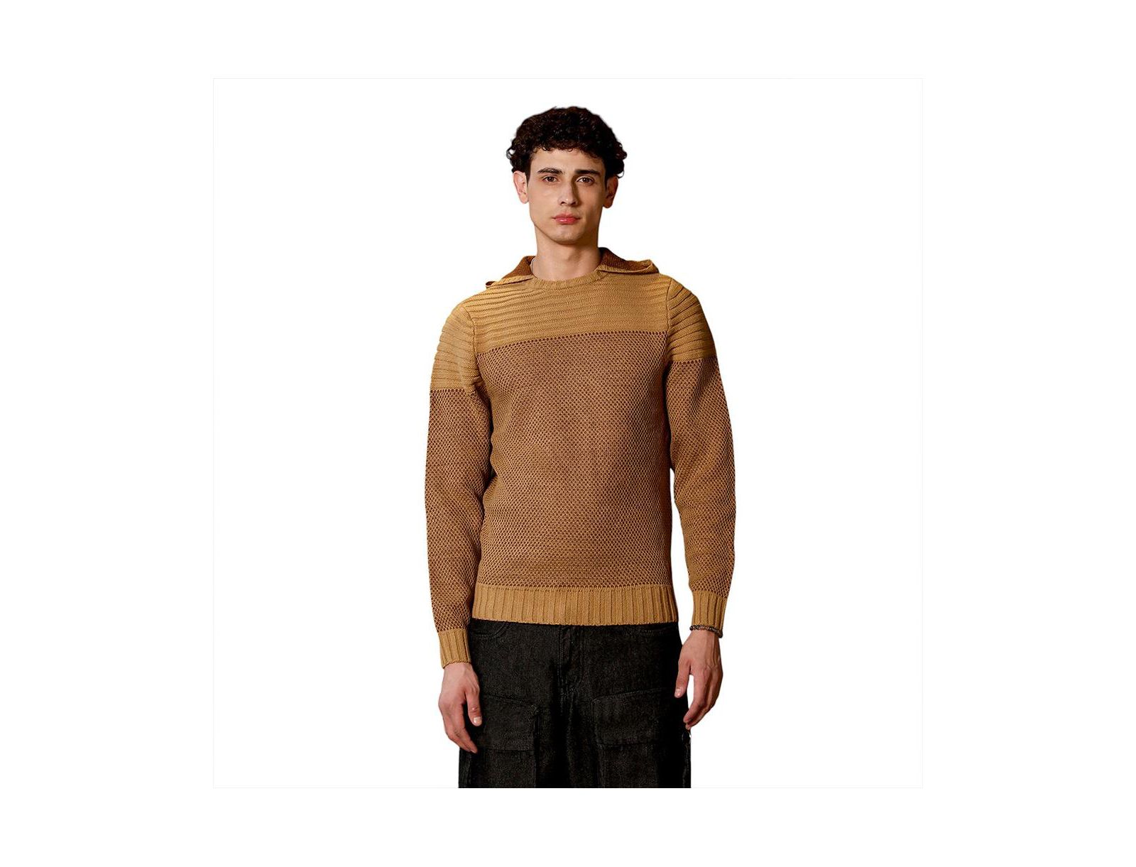 Мужской вязаный джемпер Campus Sutra с капюшоном, узор Hive-Jacquard
