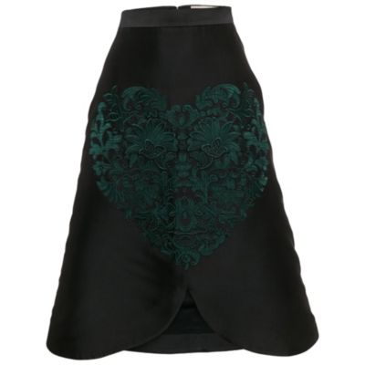 Pre-Owned Stella Mccartney Women's Black Embroidered Silk Blend Midi Skirt