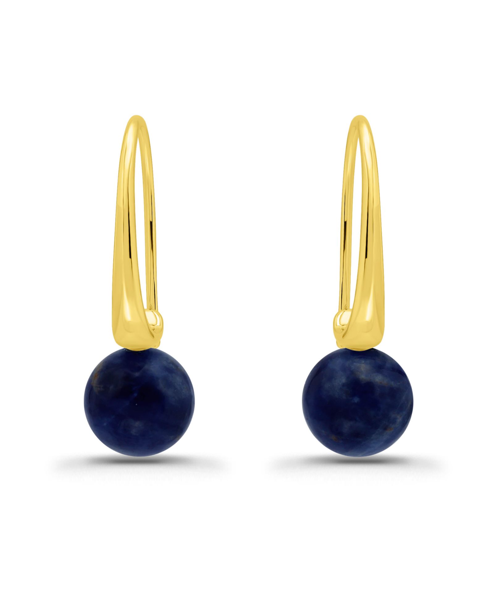 Macy's Gold Plated Hardwired Round Genuine Stone Fishhook Earrings