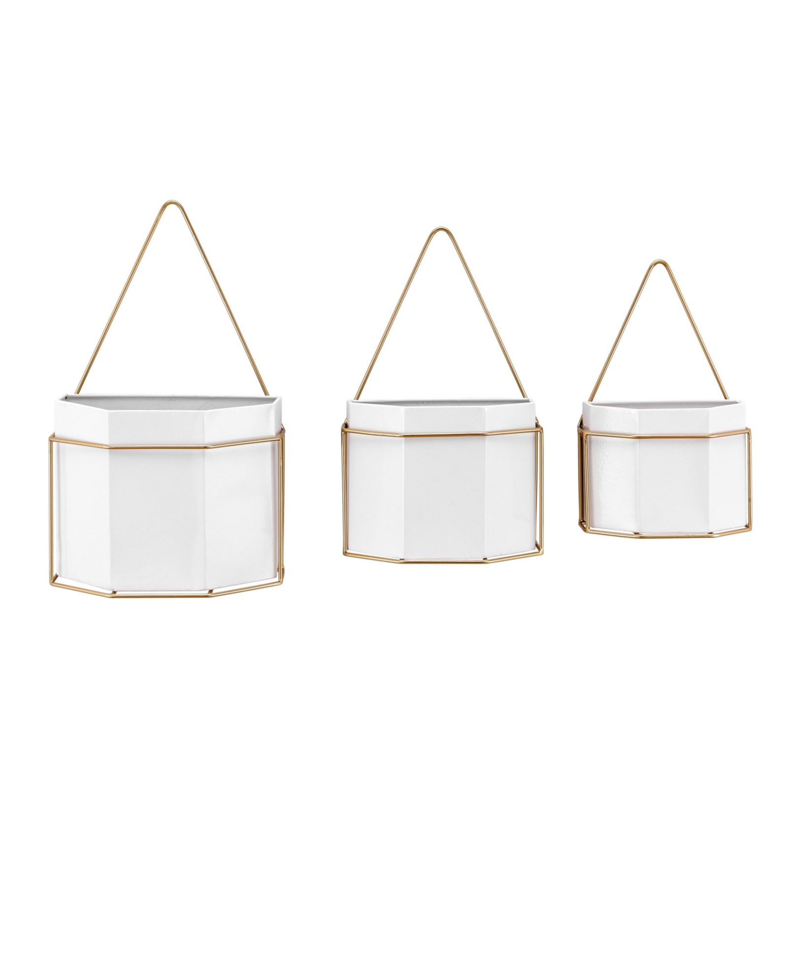 Настенные кашпо Danya B Modern Geometric White and Gold, комплект из 3 шт