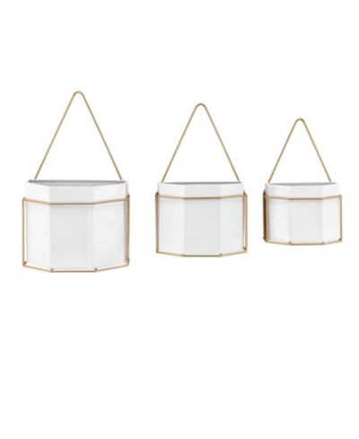 Настенные кашпо Danya B Modern Geometric White and Gold, комплект из 3 шт