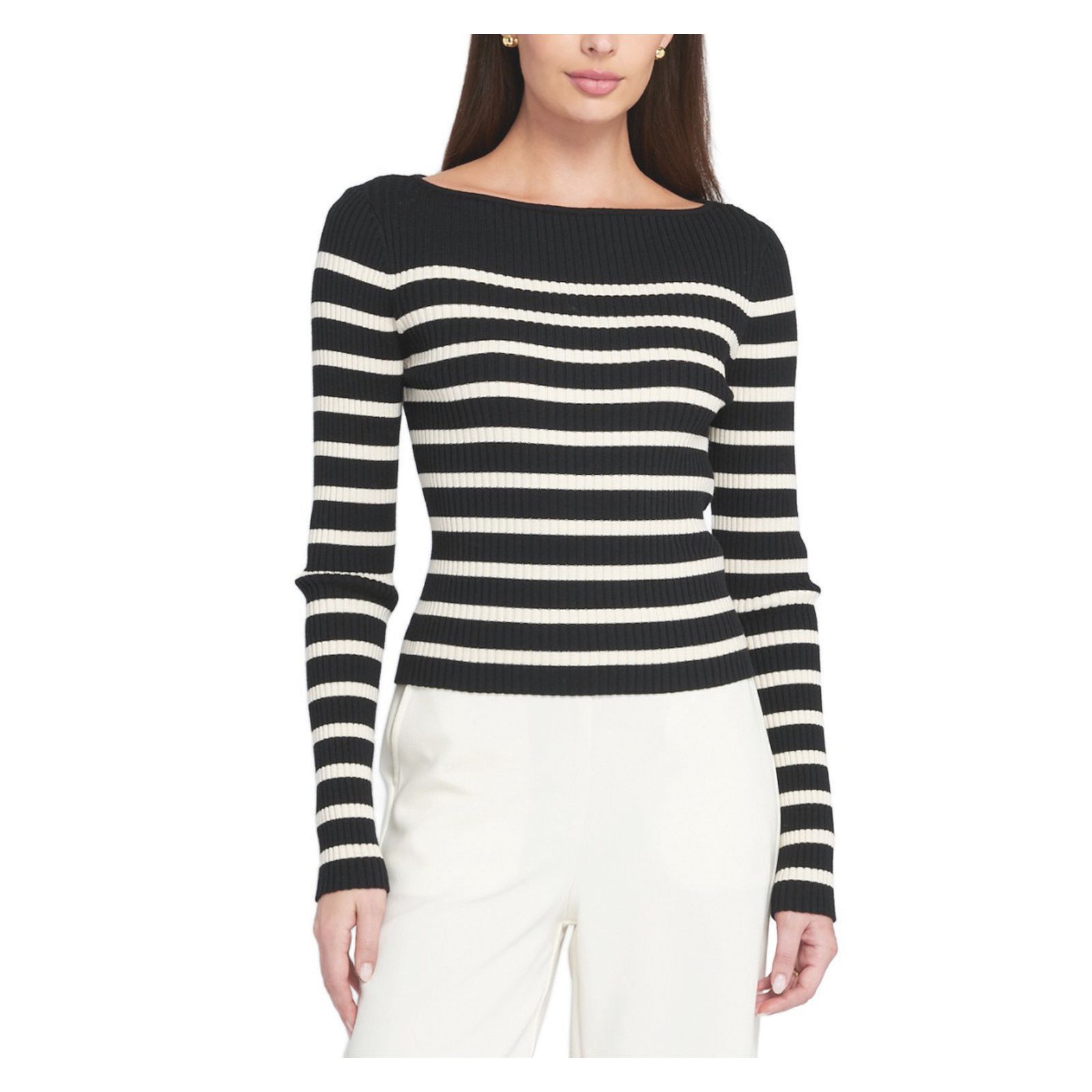 Женский джемпер ELLE Collection Women's Fine Gauge Light Weight Striped Sweater