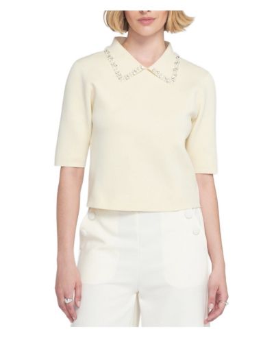 ELLE Collection Women's Embellished Collar Knit Top Shawl Sweater