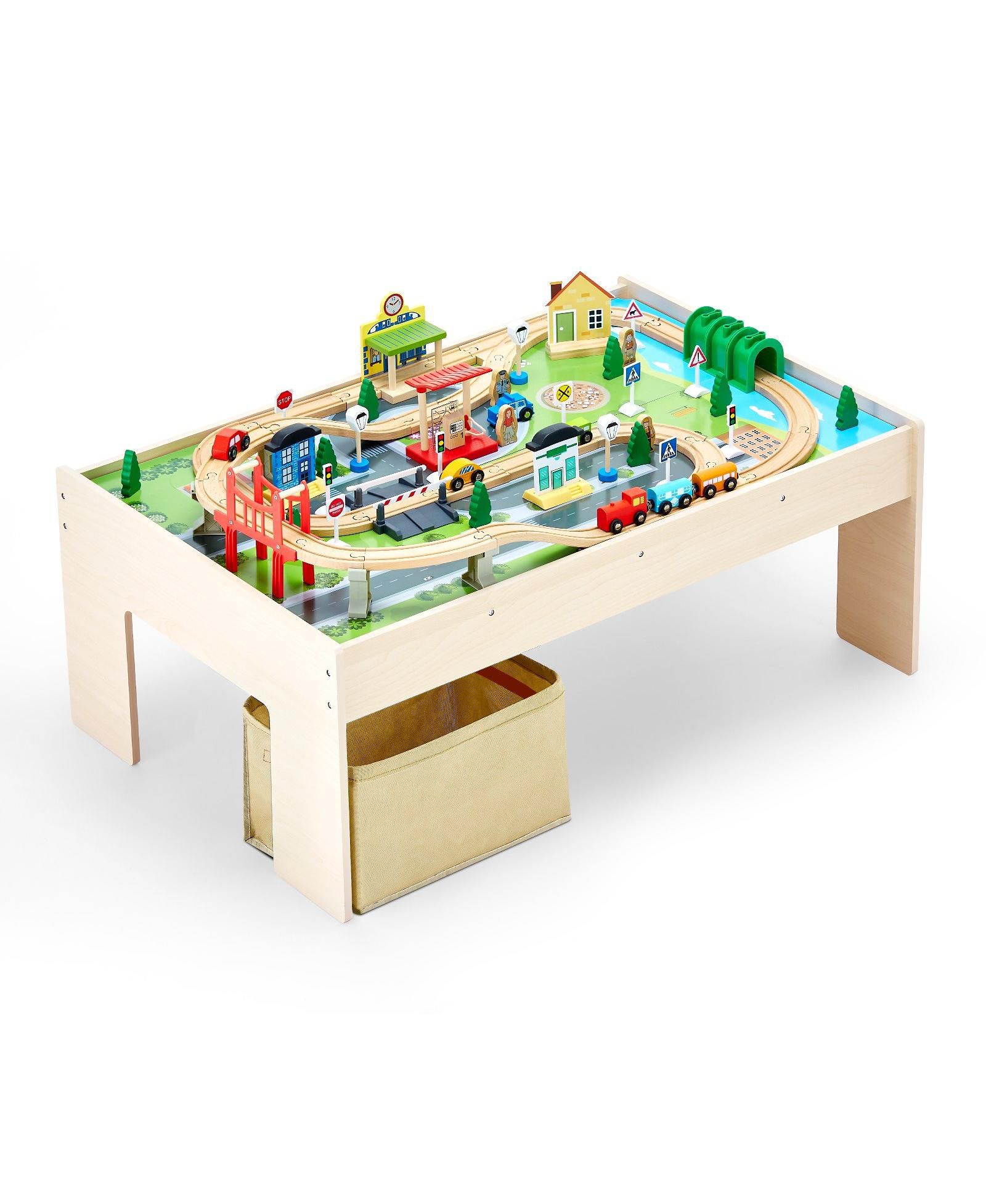 Mecale игровой стол-поезд 84 PCS с корзиной 3-in-1 для детей 3+