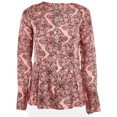 Pre-Owned Marni Women's Pink Printed Silk Full Sleeve Top