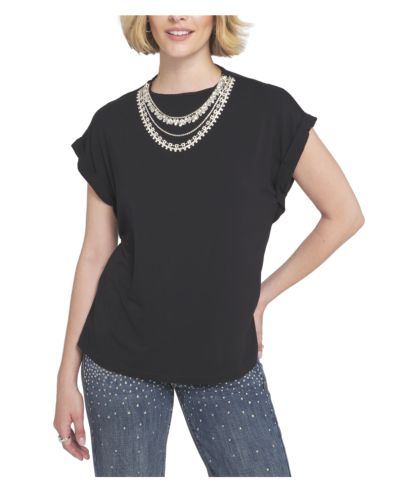 ELLE Collection Women's Necklace Embellished Top