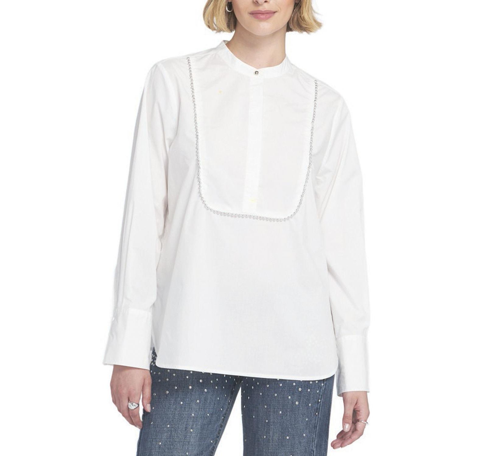 ELLE Collection Women's Beaded Shirt Blouse Top