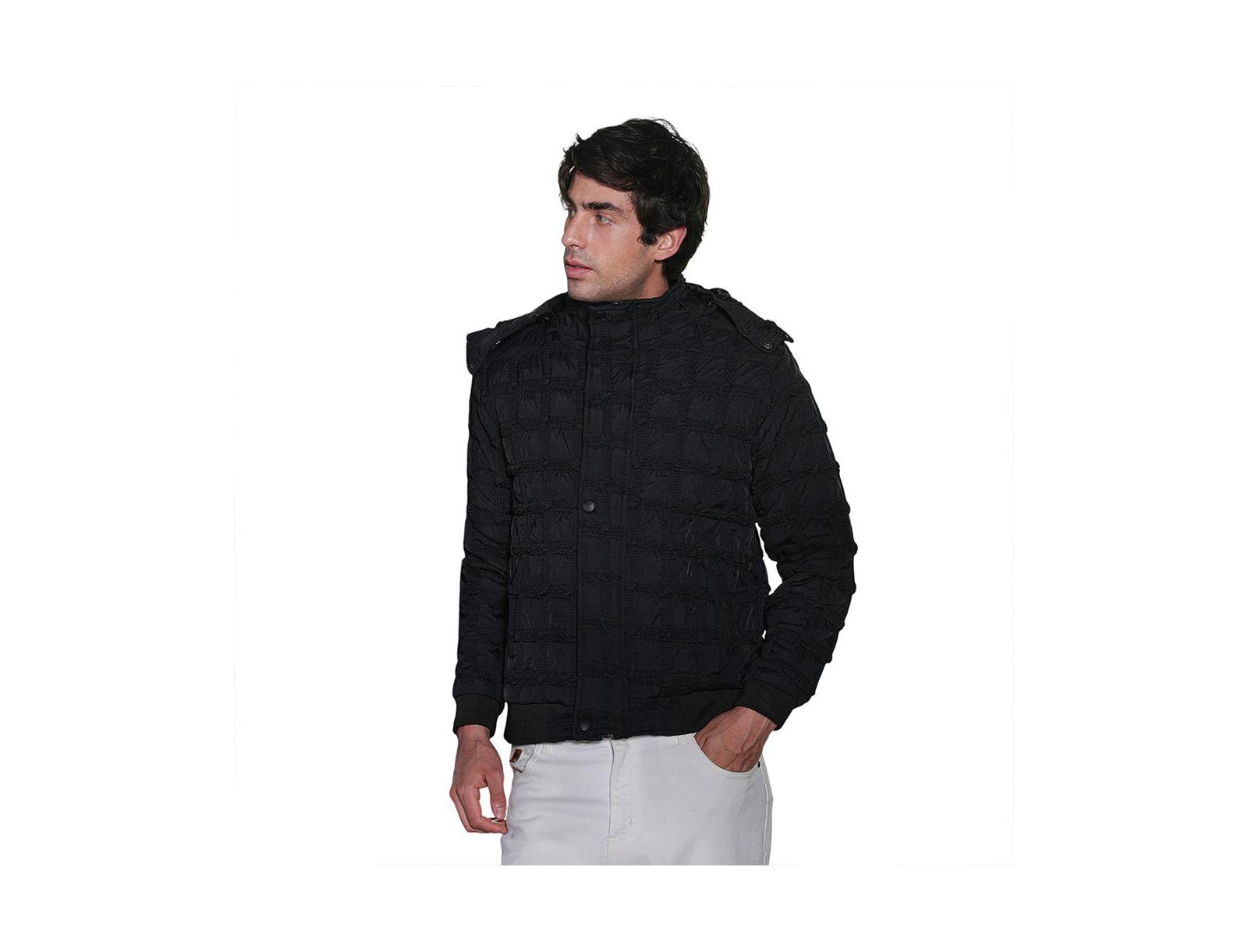 Campus Sutra Men's Grid-Tactile Puffer Jacket