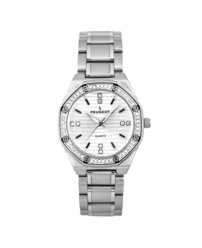 Часы Peugeot Women's серебряные с шестигранным корпусом, 32mm