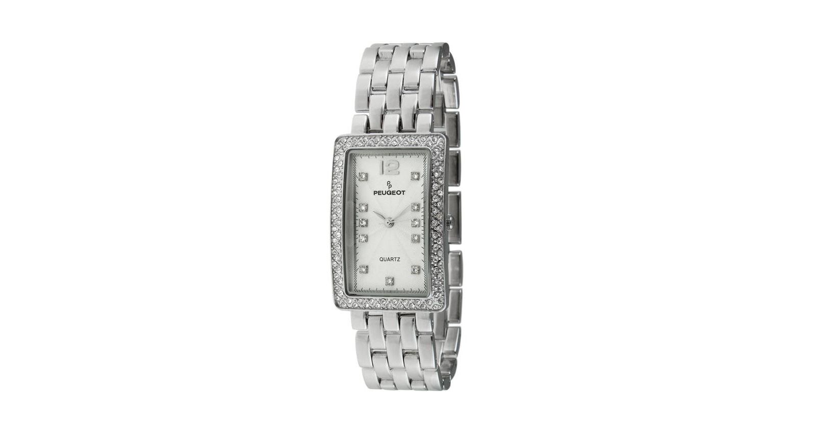 Peugeot Women's 40x25mm Silver Bracelet Watch with Crystal Bezel