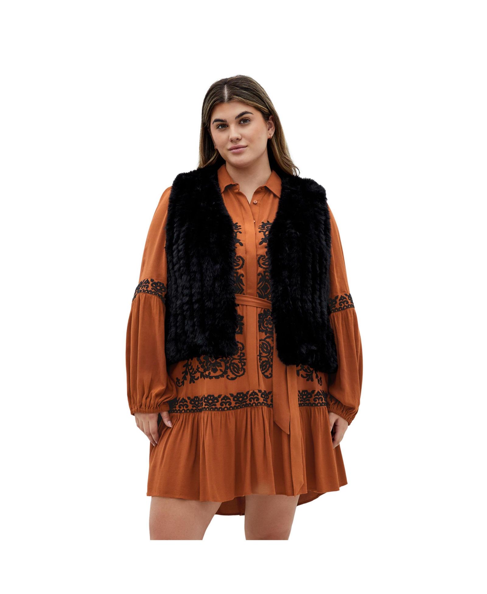 CITY CHIC Women's Plus size Eve Faux Fur Vest