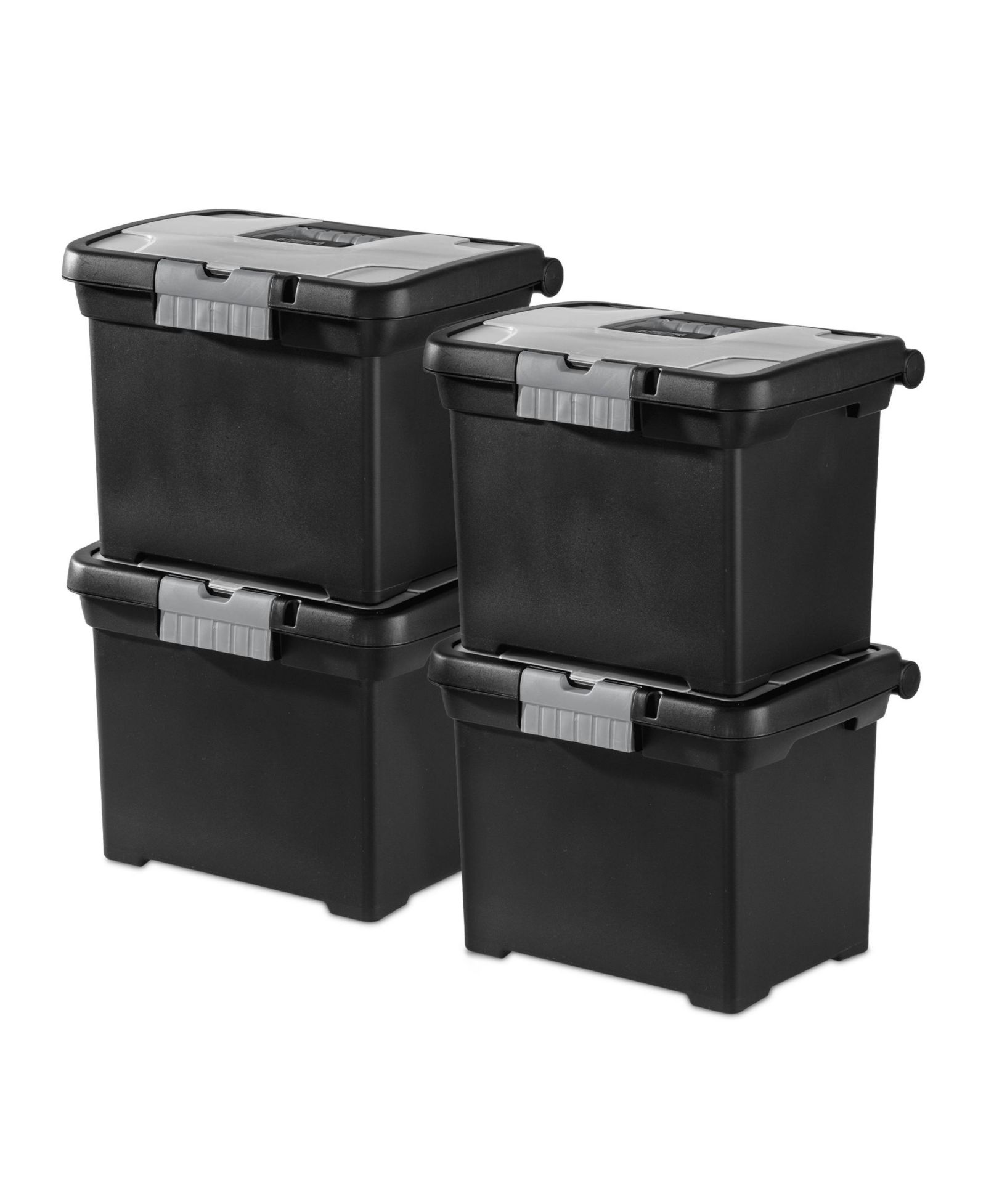 Sterilite Portable Lockable File Box w/ Extra Compartment and Handle (4 Pack)