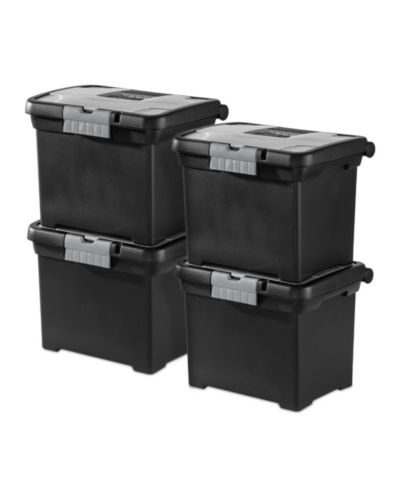 Sterilite Portable Lockable File Box w/ Extra Compartment and Handle (4 Pack)