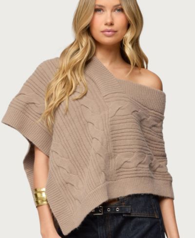 Женское пончо Edikted Women's Vickey Cable Knit Poncho
