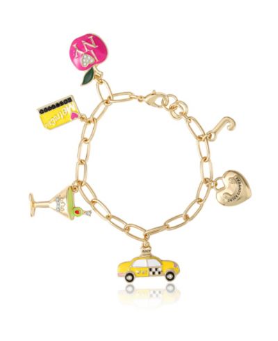 Juicy Couture браслет City Icons с золотистыми эмалевыми подвесками