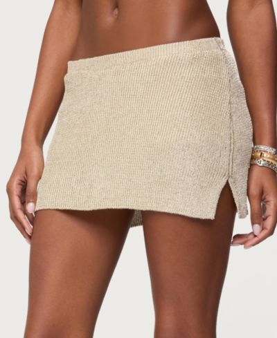 Edikted Women's Goldy Metallic Knit Mini Skort