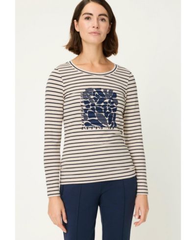 Olsen Women's Stripe & Placement Print T-Shirt