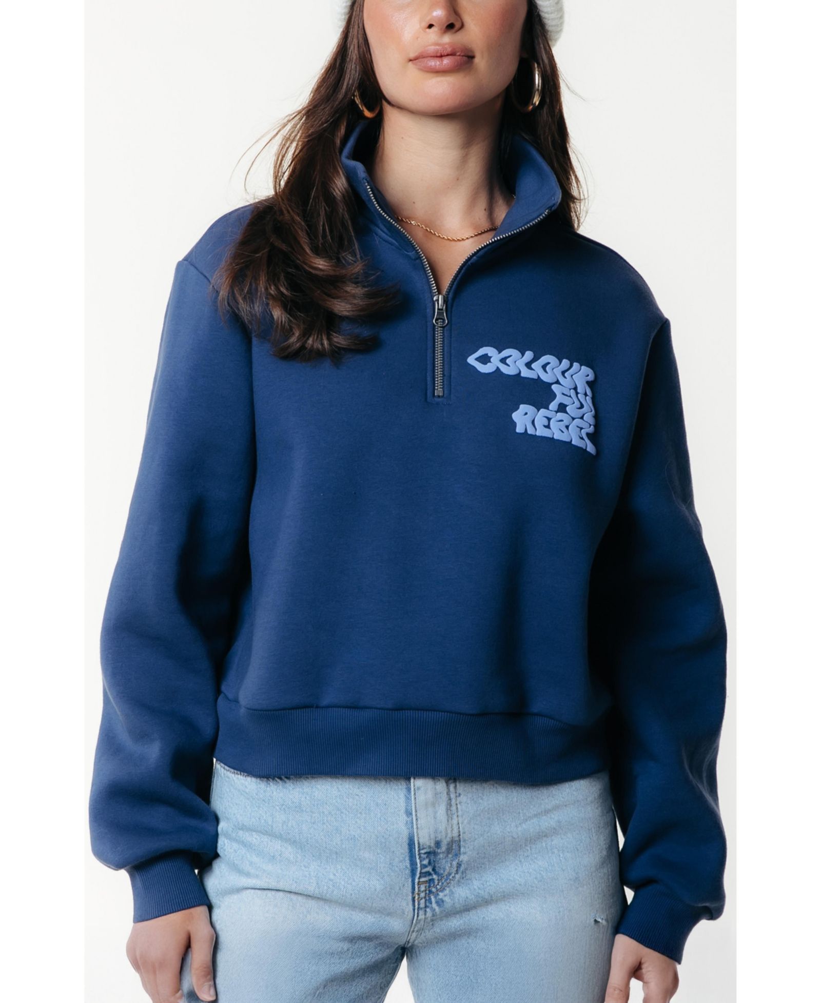 Женское худи Colourful Rebel Uni Logo Wave Relaxed Zip, с молнией