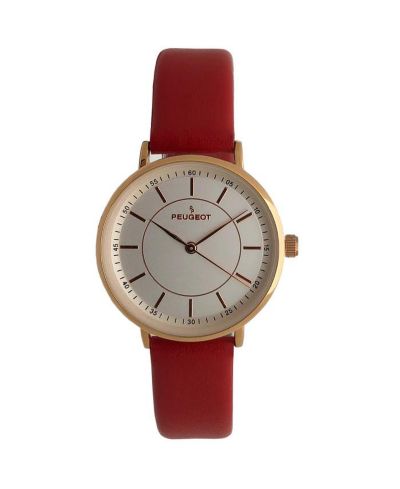 Peugeot Women's 30mm Red Modern Calfskin Leather Strap Watch