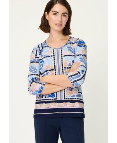 Olsen Women's Floral and Border Print T-Shirt