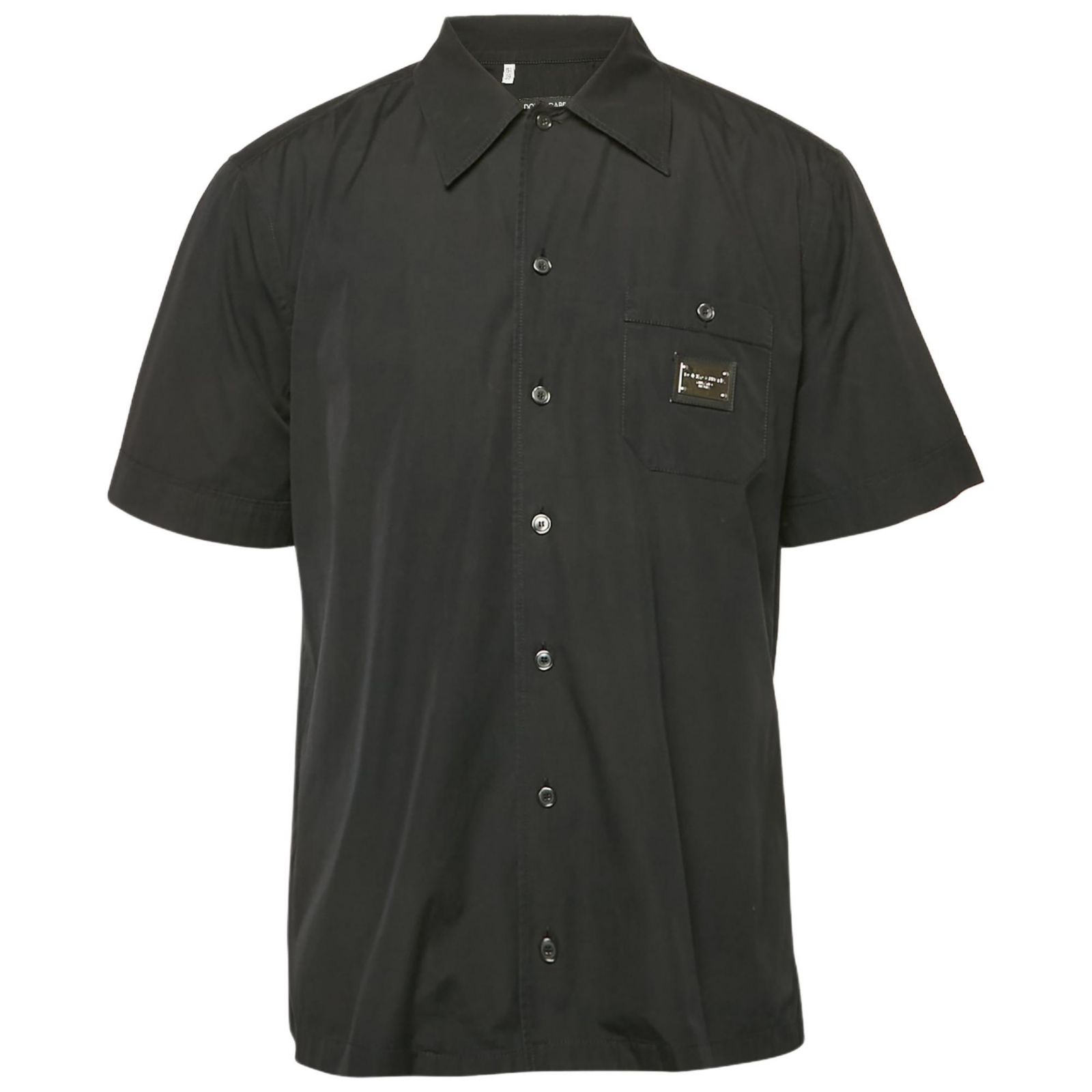Pre-Owned Dolce & Gabbana Men's Black Cotton Short Sleeve Shirt