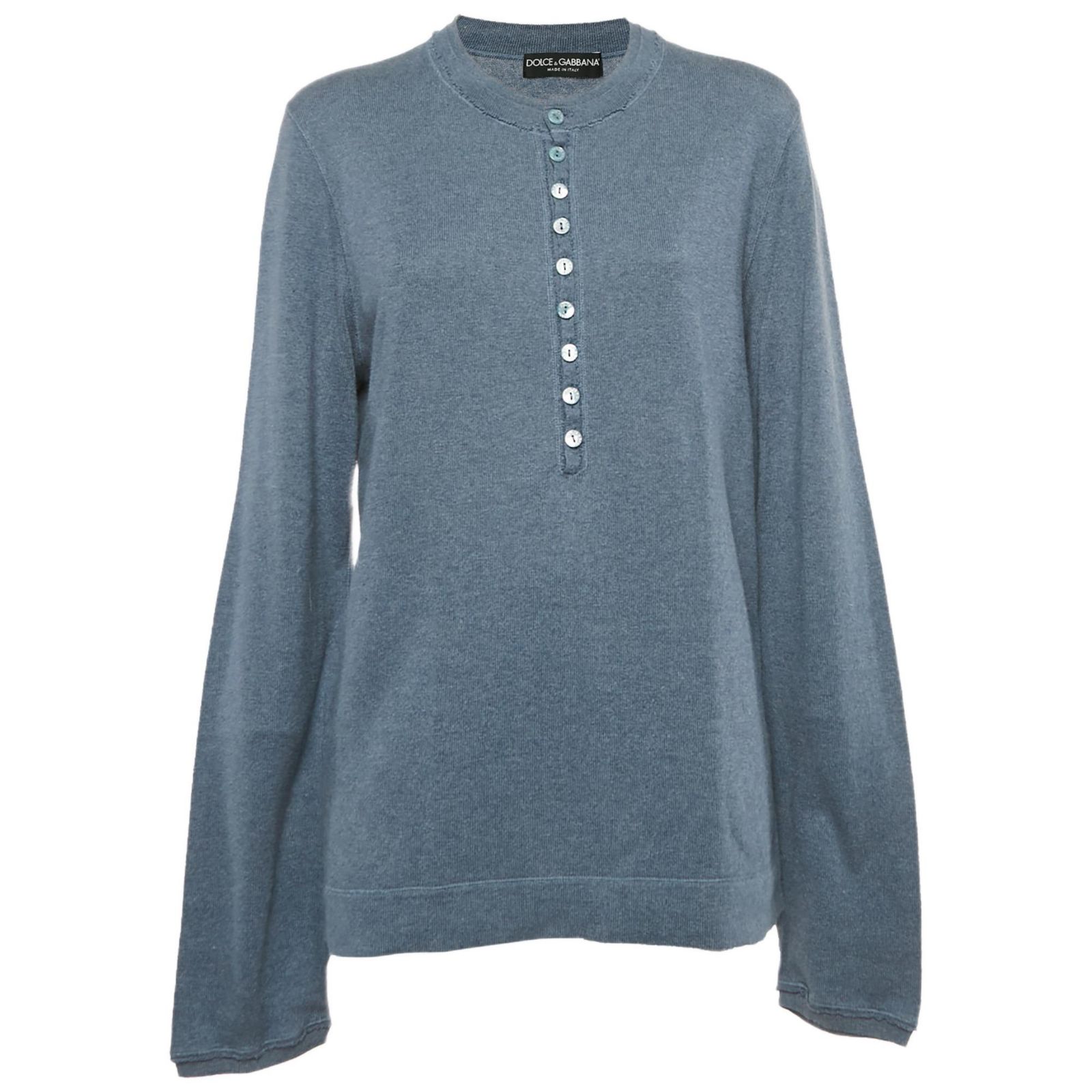 Pre-Owned Dolce & Gabbana Men's Blue Cotton Knit Crew Neck Long Sleeve Sweatshirt