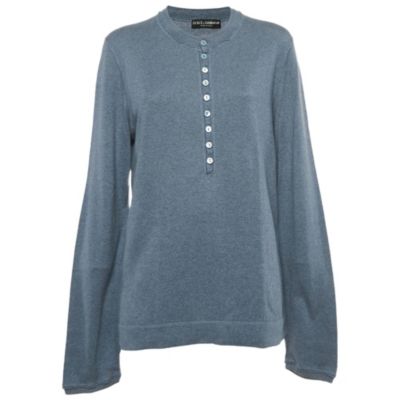 Мужское свитшот Pre-Owned Dolce & Gabbana Blue Cotton Knit Crew Neck с длинным рукавом