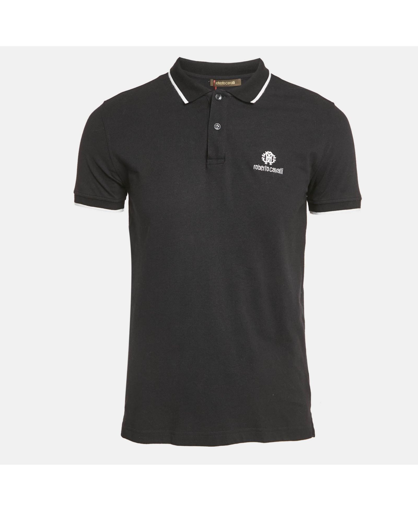 Pre-Owned Roberto Cavalli Men's Logo Embroidered Pique Polo T-Shirt