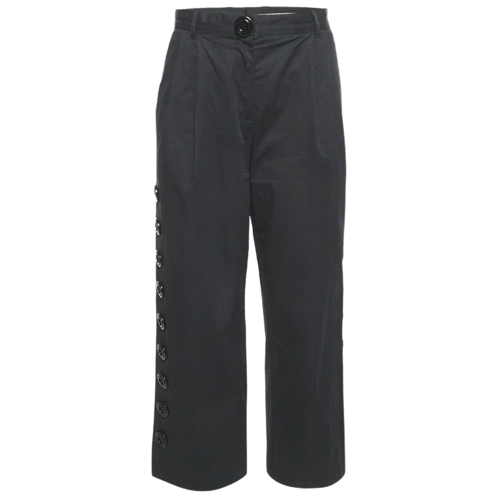 Pre-Owned Dolce & Gabbana Women's Cotton Button Detail Straight Leg Trousers