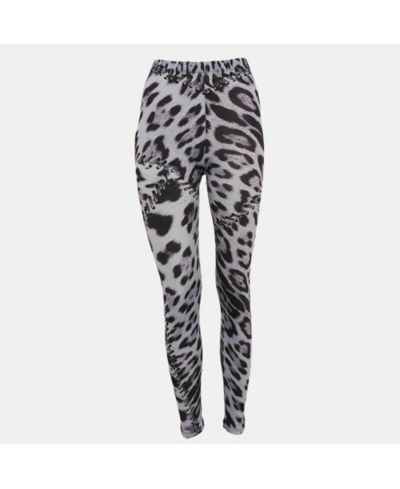 Pre-Owned Roberto Cavalli Женские леггинсы с принтом леопард, синие