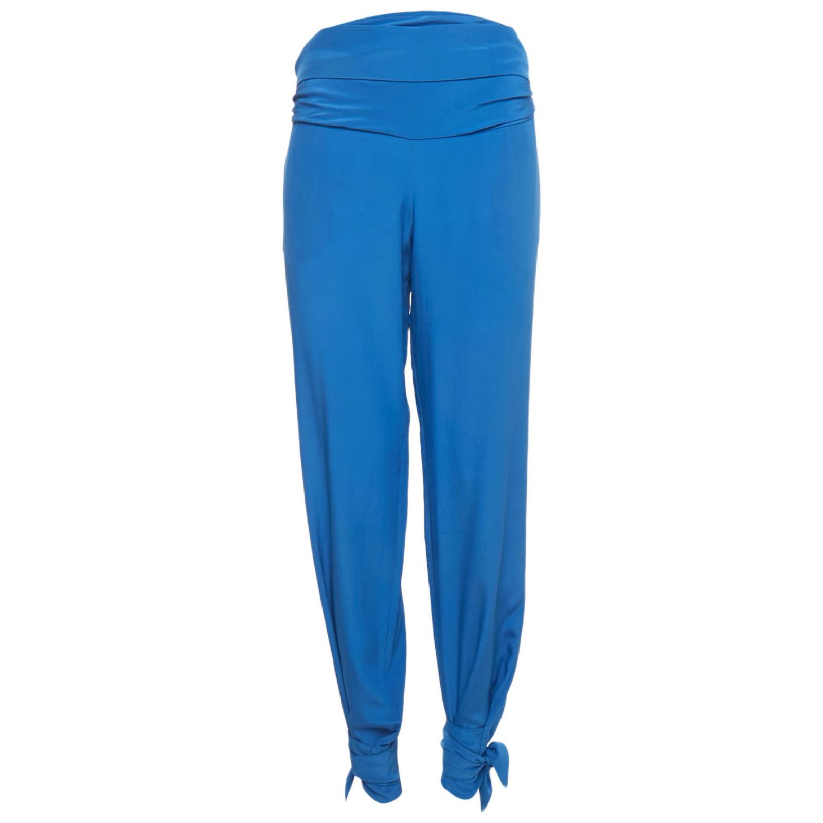 Женские Pre-Owned Roberto Cavalli Blue Silk Tie-Up Trousers