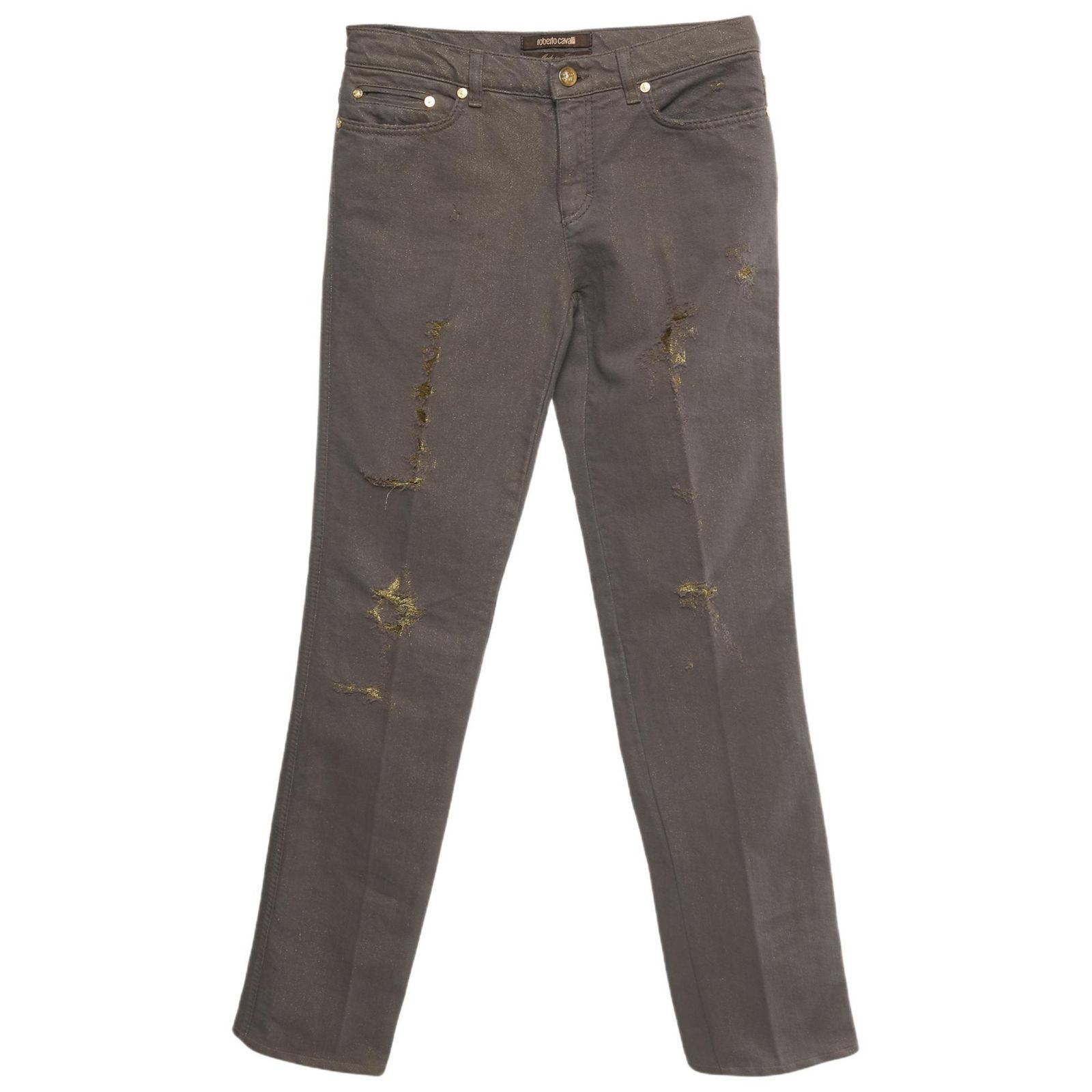 Pre-Owned Roberto Cavalli Women's Denim Distressed Straight Leg Jeans
