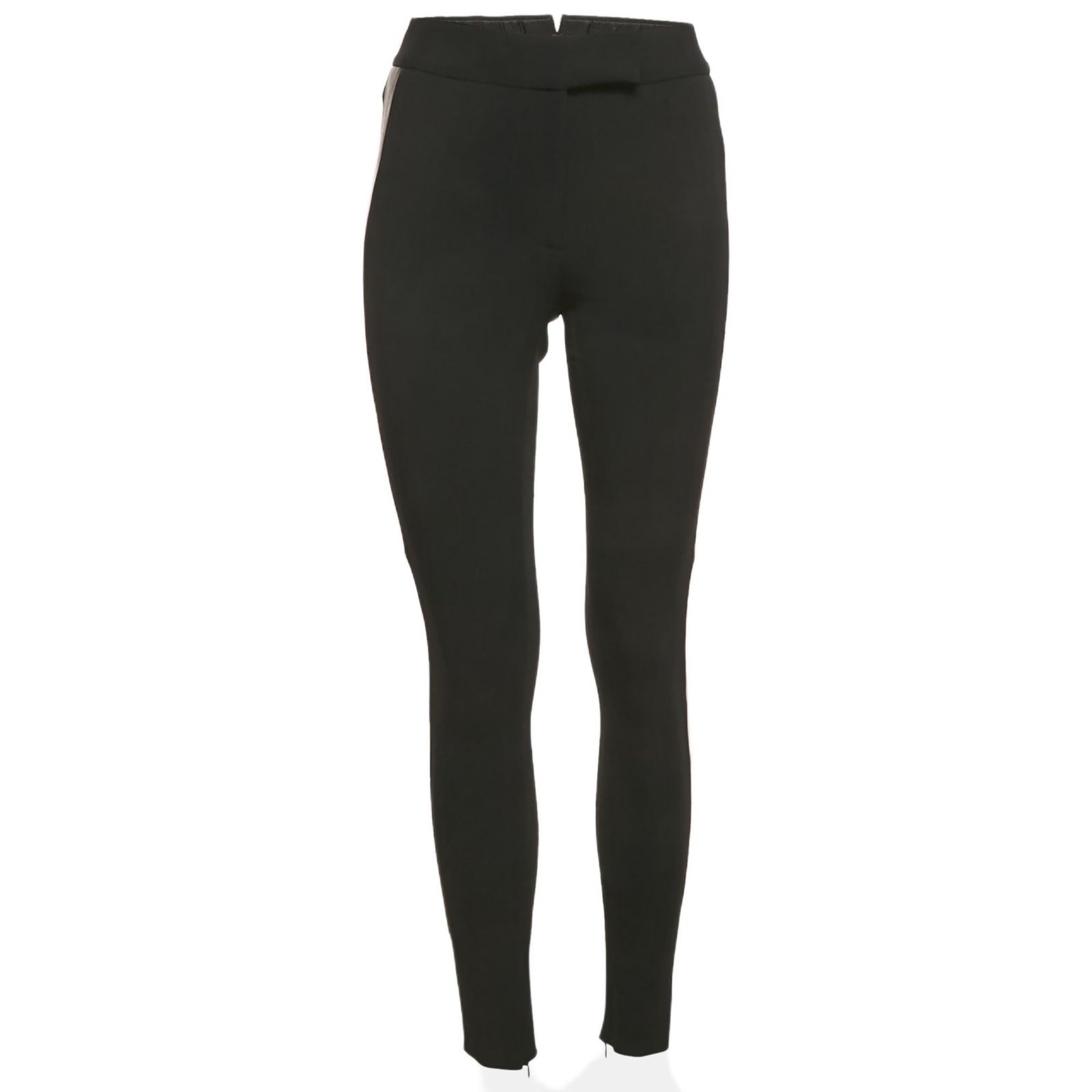 Pre-Owned Tom Ford Women's Black Crepe Leather Trim Trousers