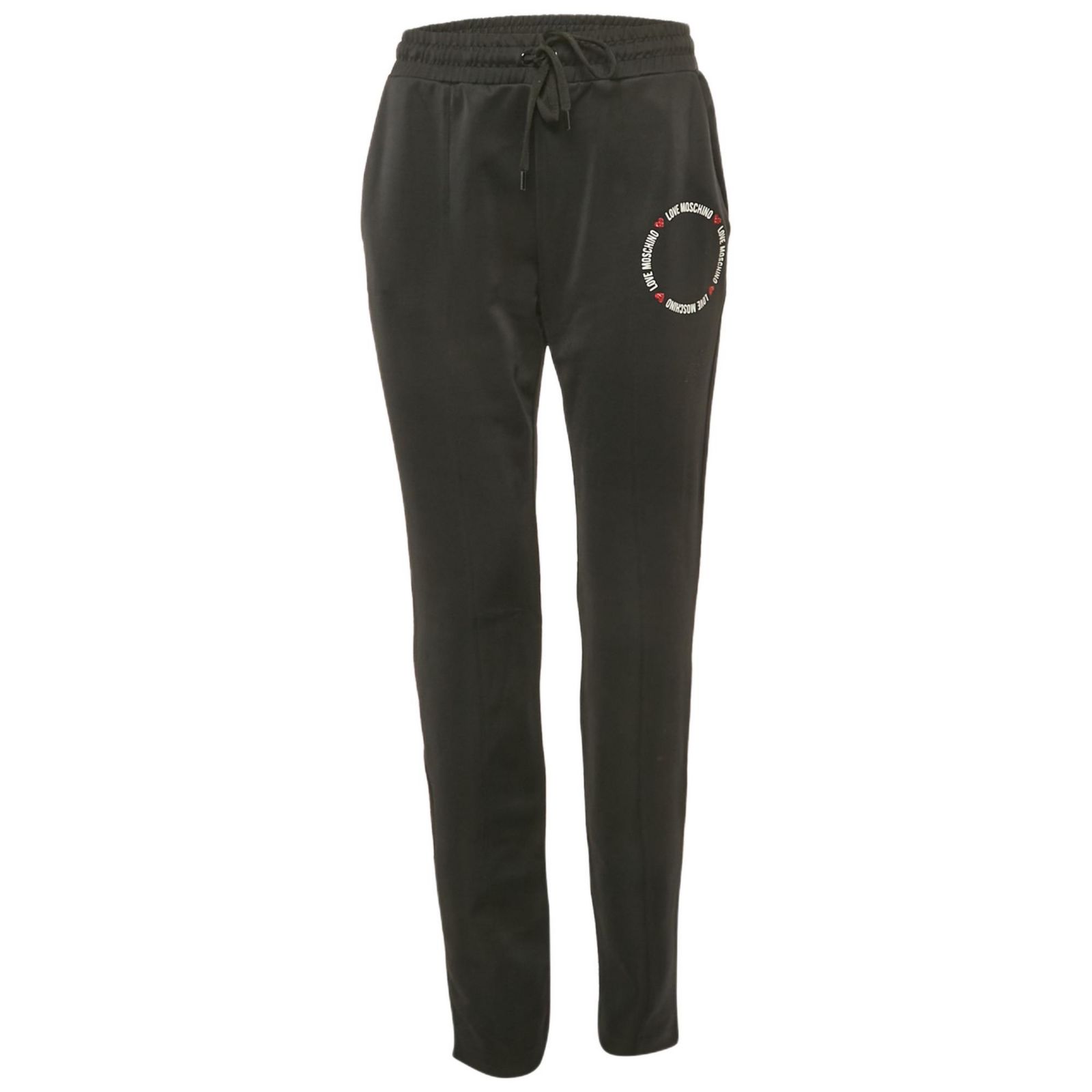 Pre-Owned Love Moschino Women's Black Logo Printed Jersey Track Pants