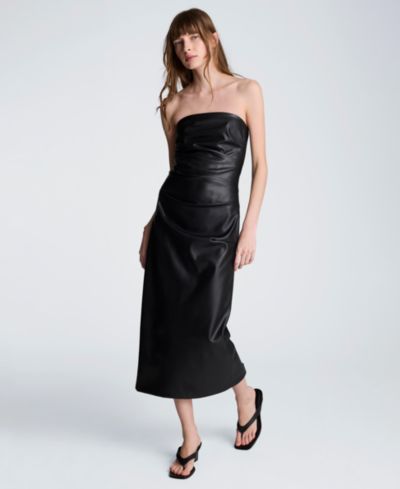 Kenneth Cole Women's Strapless Midi Tuck Dress