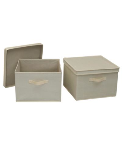 Household Essentials Square Storage Box with Lid, 15" x 15" x 10", Set of 2