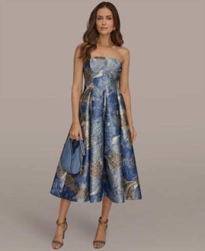 Женское коктейльное платье Donna Karan New York Strapless Floral Midi