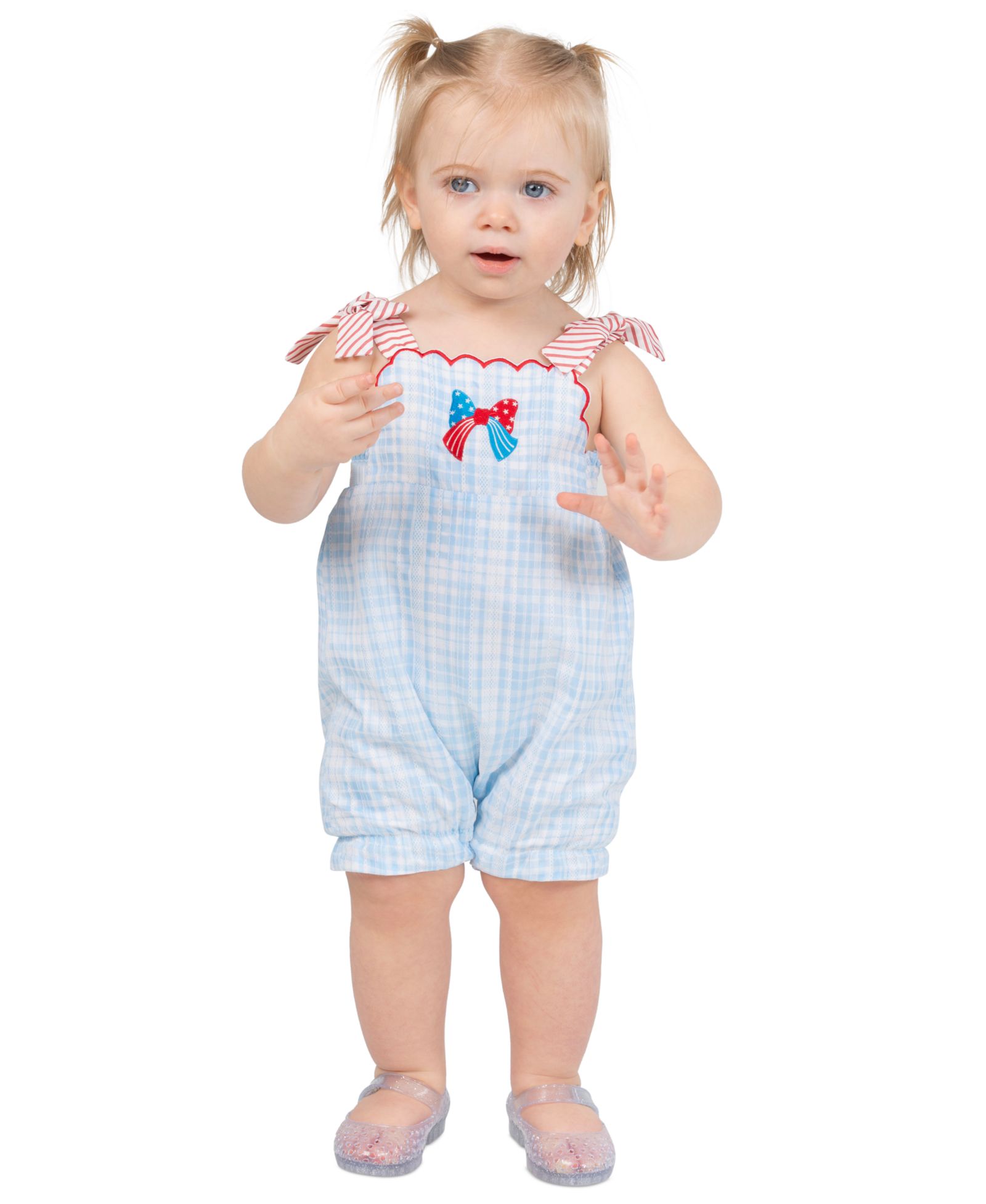 Rare Editions детский ромпер для девочек в клетку gingham с вышивкой