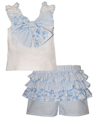 Комплект из топа и шорт Bonnie Baby Girls' Toile Ruffle Sleeveless 2-Piece Set