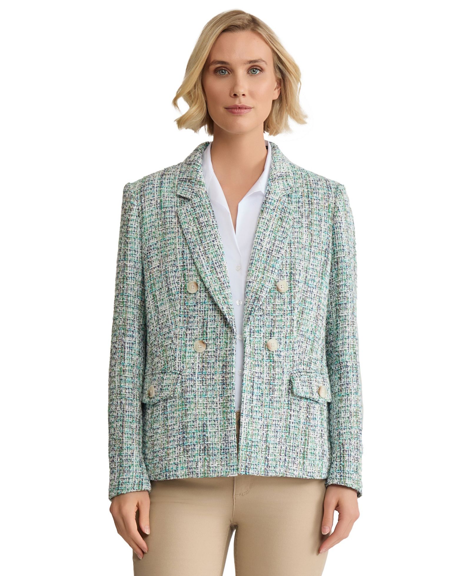 Jones New York женский твидовый блейзер с фальшивой двубортной застежкой